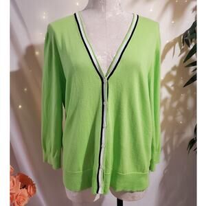 Vtg Chaps V-Neck Button Cardigan Size XL Preppy Country Club Old Money Green